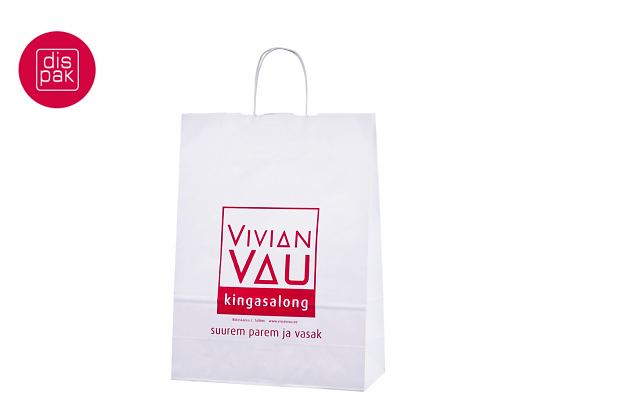 valkoinen edullinen ja tyylik�s paperikassi omalla painatuksella 