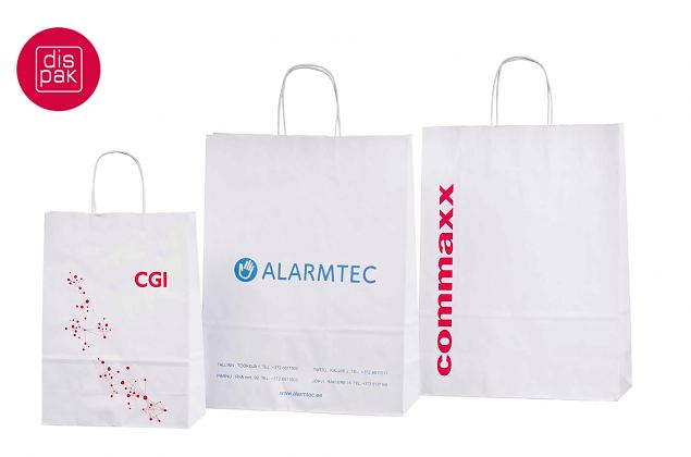 valkoinen edullinen ja tyylik�s paperikassi omalla painatuksella 