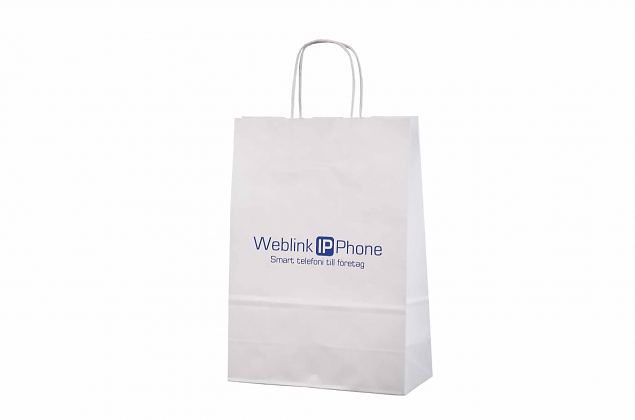 Vankka ja kest�v� valkoinen paperikassi.Voidaan r��t�l�id� omalla logolla. Minimitilausm��r� omall