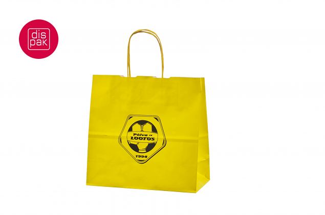 keltainen ny�rik�densijallinen paperikassi omalla painatuksella 