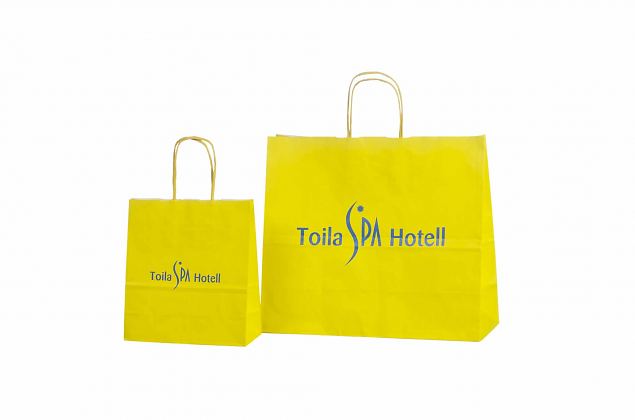 keltainen tyylik�s paperikassi painatuksella 