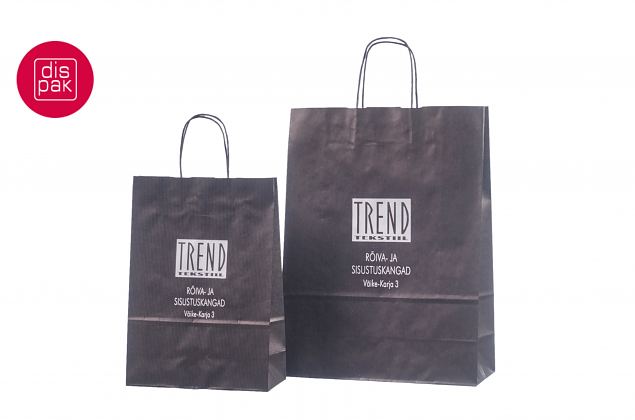 svart kraftpapirpose med trykk 