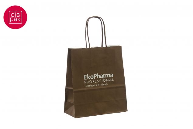 m�rkebrune papirposer med logo 