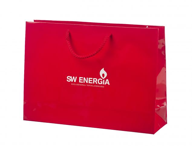 Lekkert utformet papirpose av h�y kvalitet. Minstebestilling med selvvalgt trykk er kun 50 stk. 