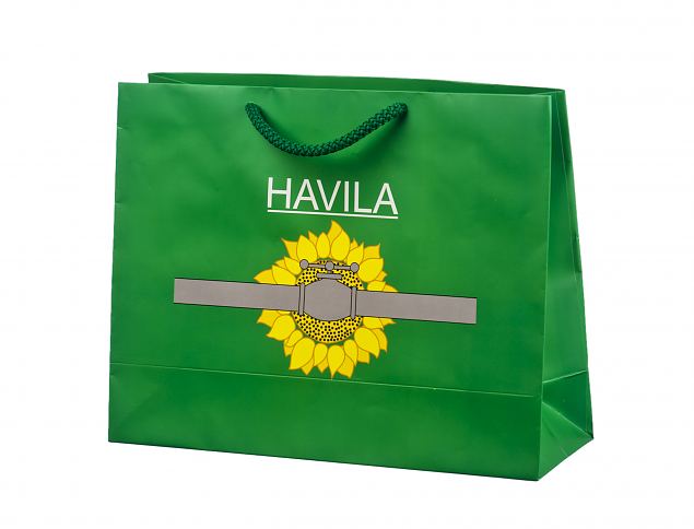 Stilig h�ndlaget papirpose. Frakt til Norge er inkludert i prisen. Minstebestilling med trykk er 5