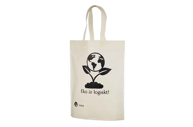 Robuste og holdbare beige non-woven poser. Minimumordre p� bestillinger med personligt tryk starte