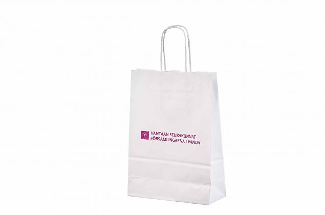 Vit papperskasse med personlig logga. Gratis frakt till Sverige ing�r. Minsta orderantal med perso