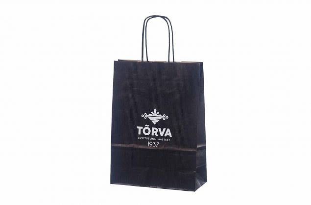 V�ldesignad och praktisk svart papperskasse. Minsta orderantal med personligt tryck �r 50 st. Grat