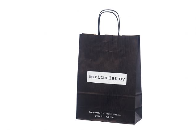 V�ldesignad och praktisk svart papperskasse. Gratis frakt till Sverige. Minsta orderantal med per