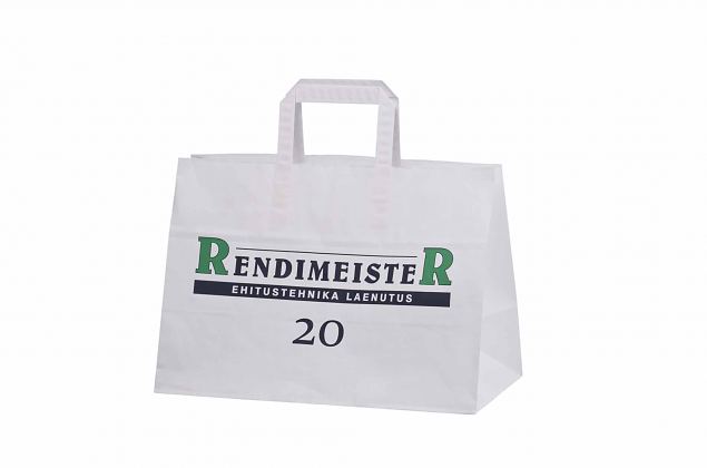 stark och f�rdelaktig vit papperskasse med logotyptryck 