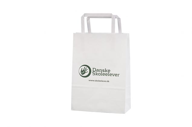 Stylish white paper bag with flat handles in strong quality. Delivery to Norway is included in the