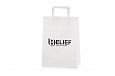 Strong, high-quality white paper bag with flat handles. Incl.. | Bildgalleri - Vita papperskassar 
