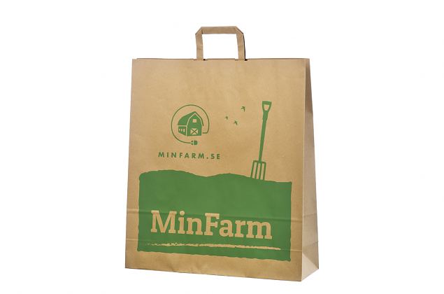 H�llbar och stark ekologisk papperskasse med platta handtag. Frakt till Sverige �r kostnadsfri. Ka