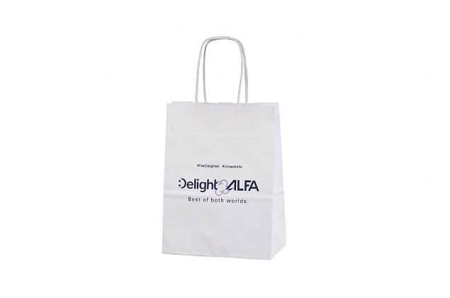 white paper bag with print 