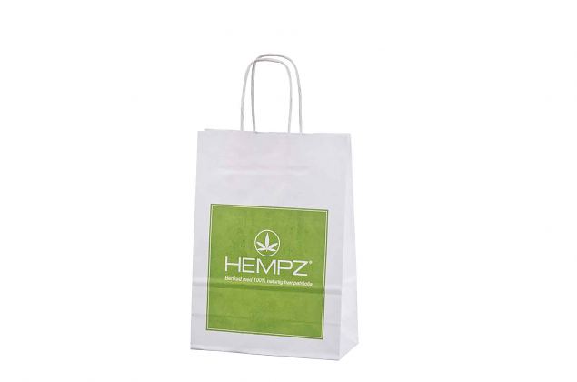 white paper bags with print 