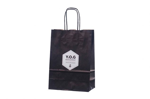 black paper bag with logo 