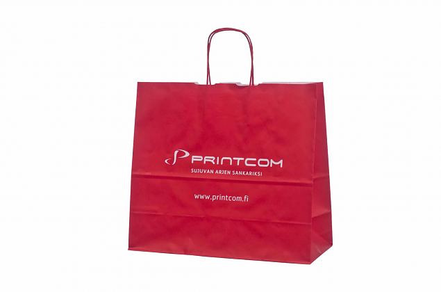 red kraft paper bag with print 