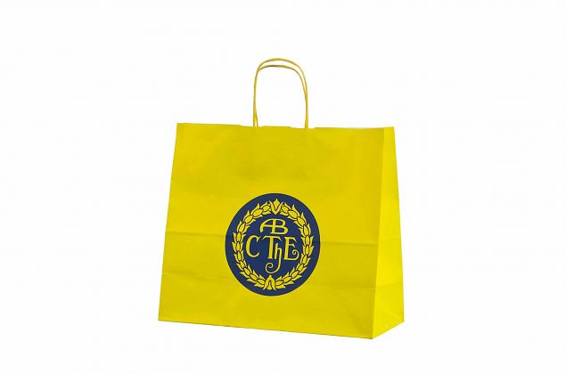 yellow paper bag with logo 