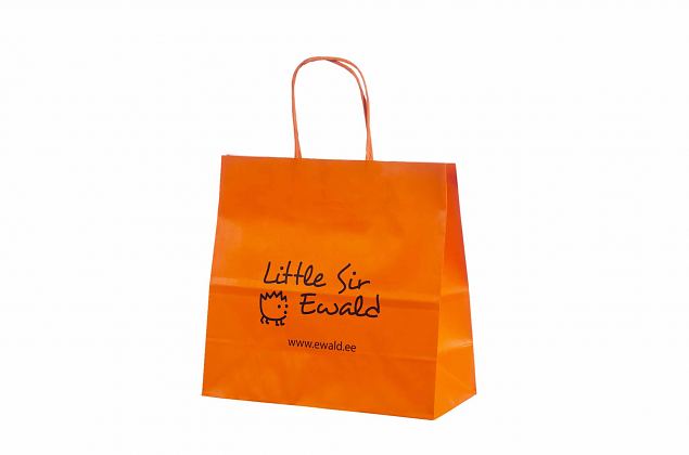 orange kraft paper bag with print 