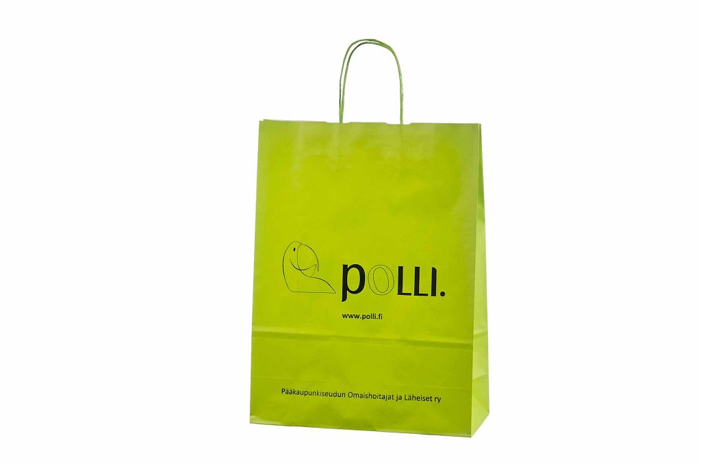 light green paper bag with personal print GalleriOrange Paper Bags with Rope Handles