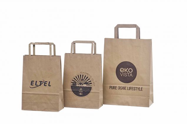 ecological paper bag with with flat handles and print 