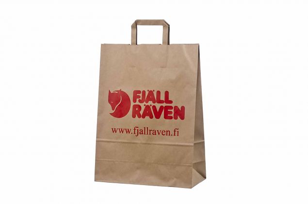 ecological paper bags with with flat handles and logo 