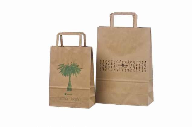 ecological paper bag with flat handles and logo 