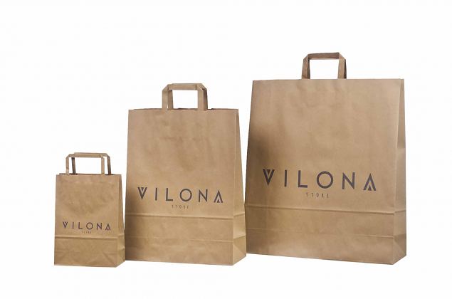ecological paper bag with flat handles and logo print 