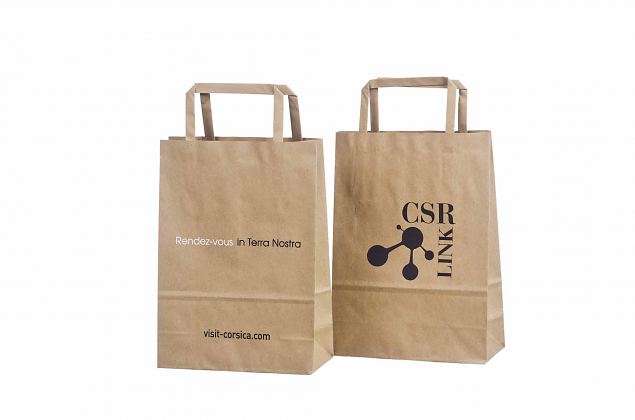 durable ecological paper bags flat handles and with print 