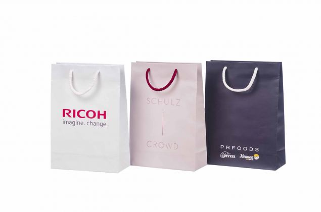 durable handmade laminated paper bags with personal logo print 