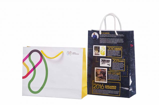 exclusive, durable handmade laminated paper bags with personal logo 