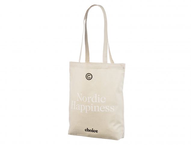 Natural color tote bags are made out of 210 gsm cotton. Minimum order with personal logo is 50 pcs