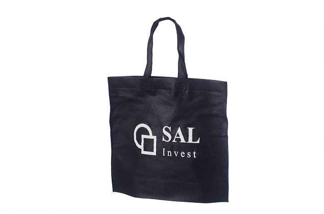 black non-woven bag with print 
