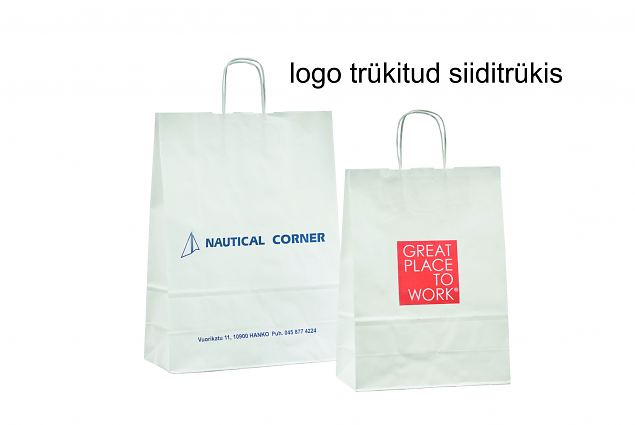 Firma logoga paberist kott ettevõtele. Lai valik erinevaid kotte.