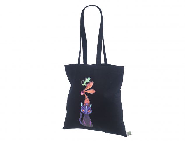 St�rke sort organisk bomuldspose i h�j kvalitet. Minimumordre p� bestillinger med personligt tryk 