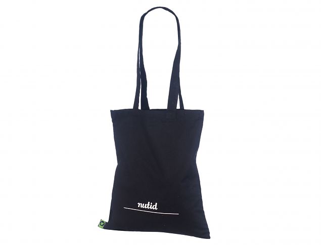 Flottesort organisk bomuldspose i h�j kvalitet. Minimumordre p� bestillinger med personligt tryk s