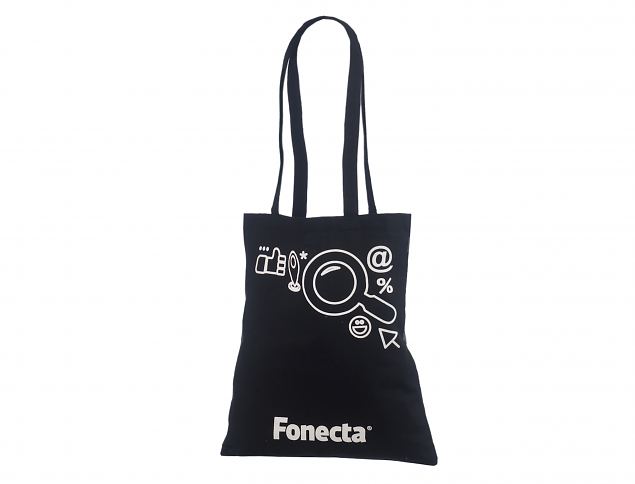 Sort, billig mulepose med personligt logo. Minimumordre p� bestillinger med personligt tryk starte