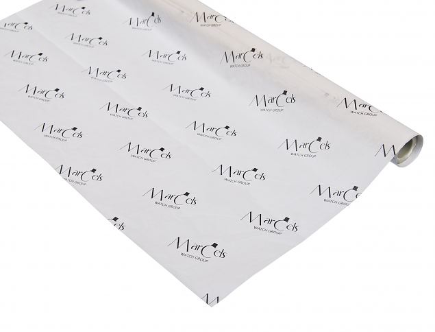 Tissue paper with personal logo. Minimum order with personal print is 50 sheets. 
