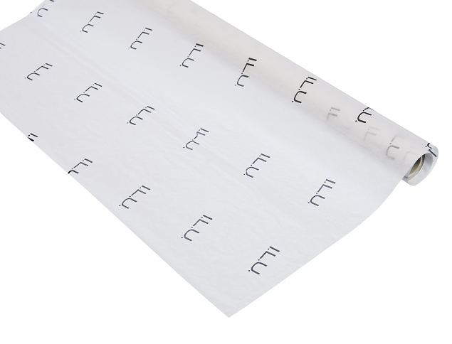 High-quality tissue paper with personal logo. Minimum order with personal print is 50 sheets. 