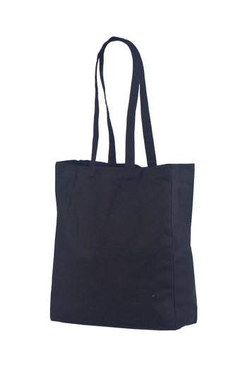 Black cloth bag with a side fold and base