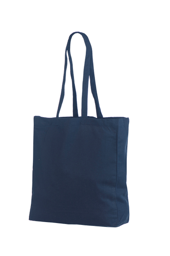 Dark blue cloth bag with a side fold