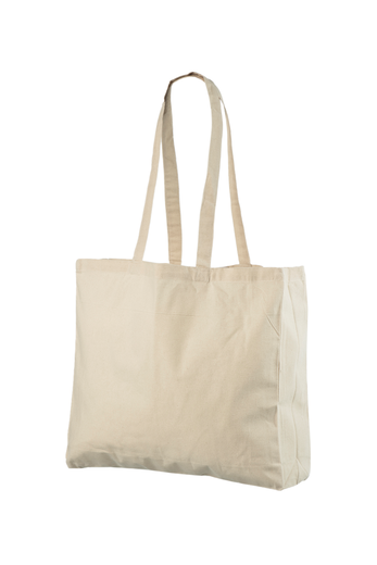 Текстильные сумки с боковой складкой природно - белого цвета