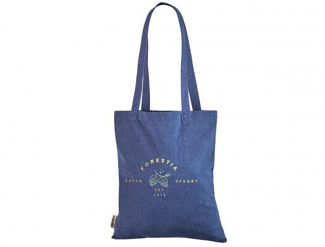 Sinised �mbert��deldud puuvillast kotid, millel pikad sangad. Kottidele on v�imalik peale tr�kkida