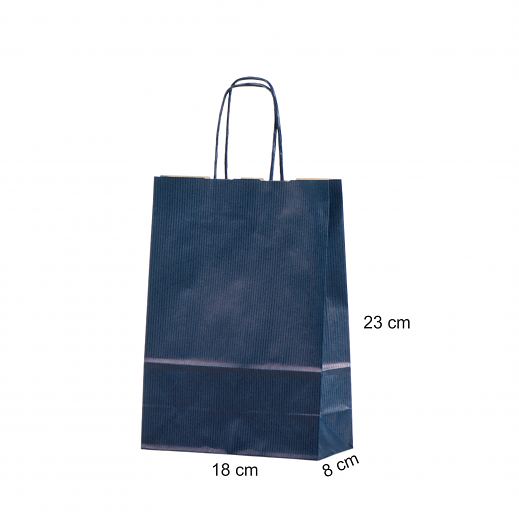 Sinine paberist kott mõõtudega 18x8x25 cm
