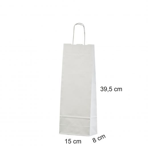 Valkoinen pullokassi nyrisankainen 15x8x39,5 cm