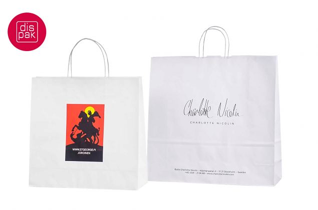 Valgetele paberkottidele saab tr�kkida ka mitmev�rvilise logo 