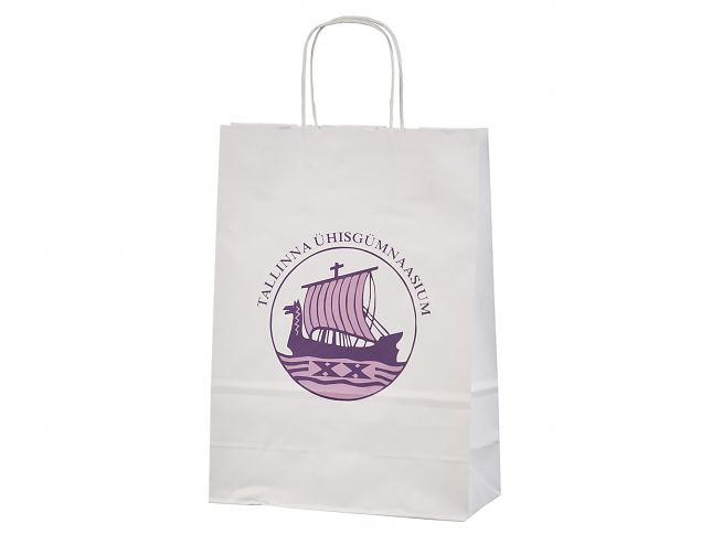 Valget v�rvi paberkott on toodetud vastupidavast kraftpaberist. Valikus erinevad suurused valget v