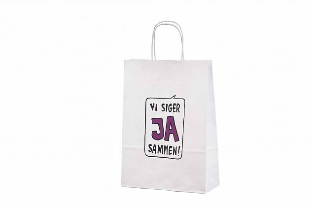 Kraftpaberist valmistatud, valget v�rvi paberkott. Valikus erinevad suurused valget v�rvi paberkot