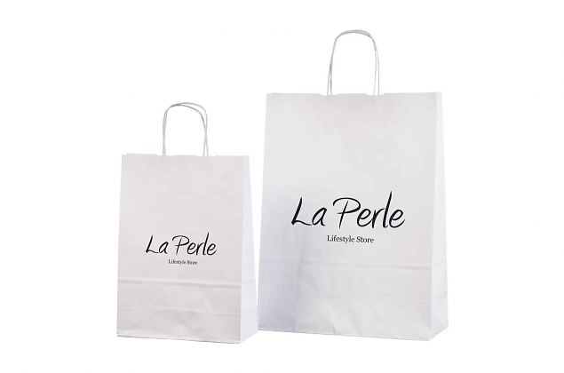 Reklaamkingituste pakkimiseks sobivad h�sti n��rsangadega valged paberkottid, mis valmistatud tuge